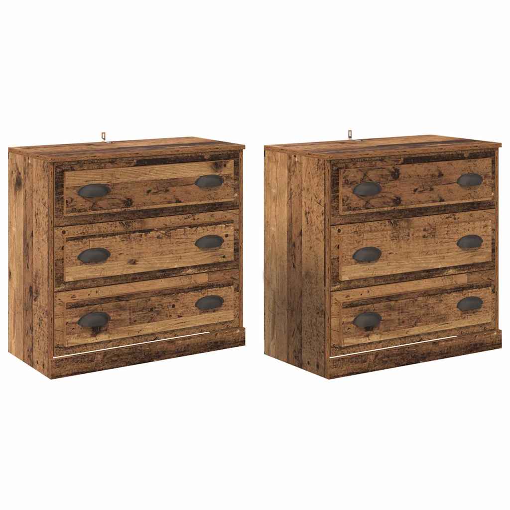 Sideboards 2 pcs Old Wood 70 x 35.5 x 67.5 cm Engineered Wood