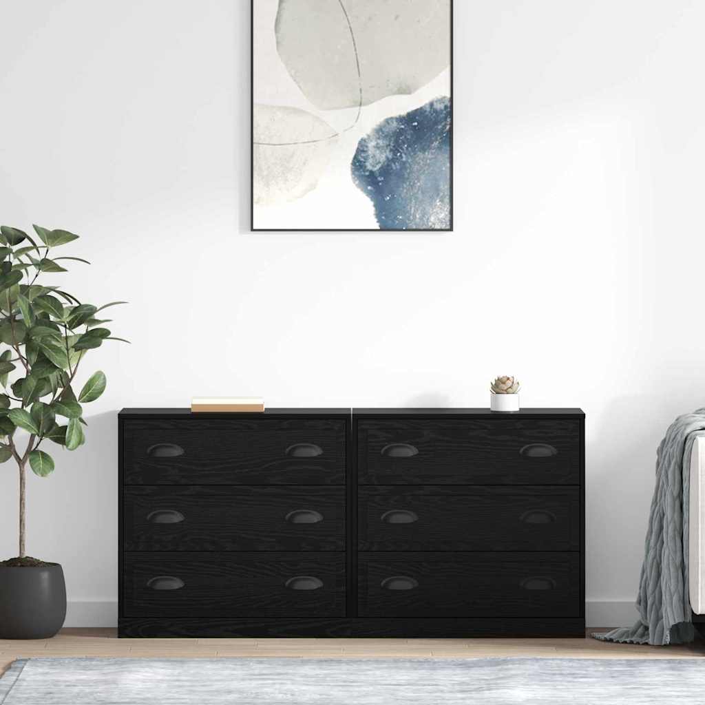 Sideboards 2 pcs Black Oak 70 x 35.5 x 67.5 cm Engineered Wood