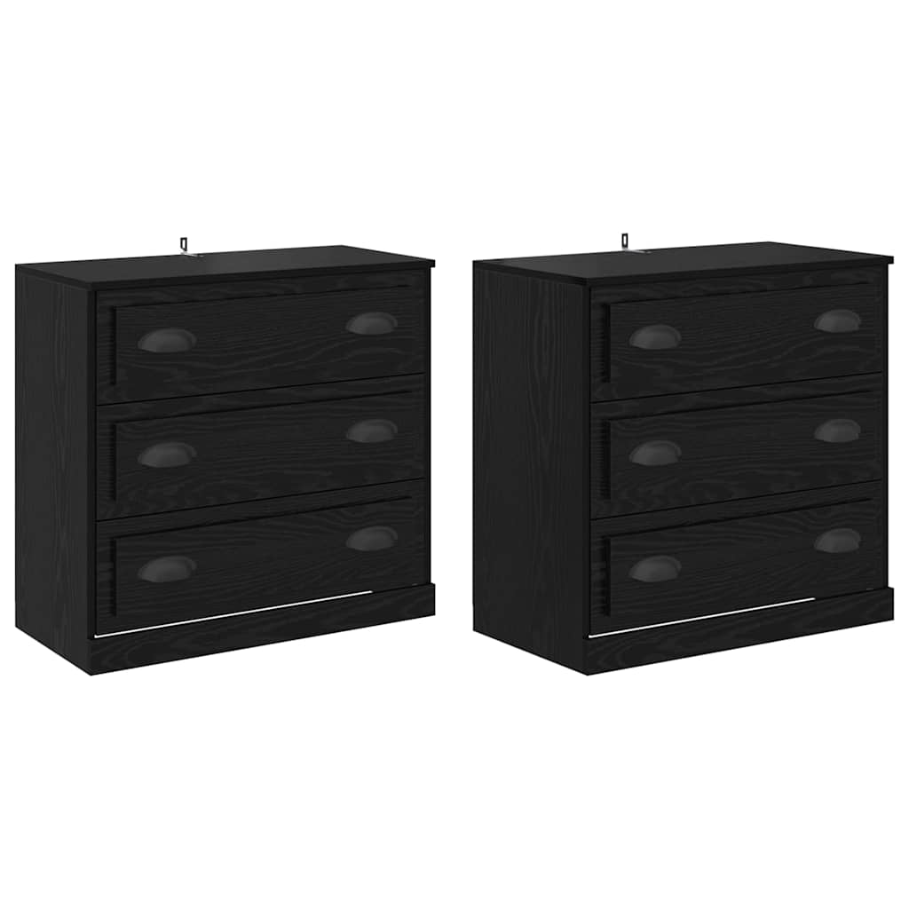 Sideboards 2 pcs Black Oak 70 x 35.5 x 67.5 cm Engineered Wood