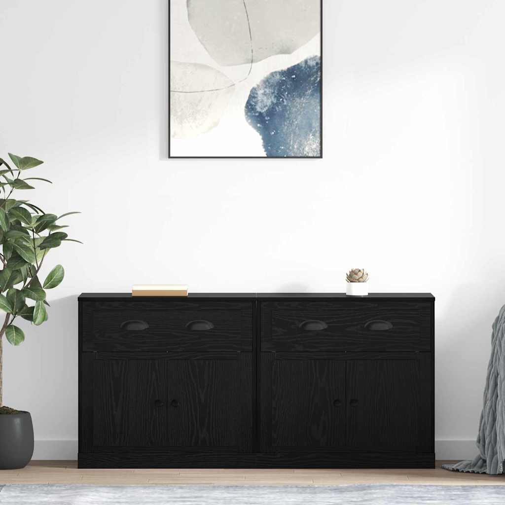 Sideboards 2 pcs Black Oak 70 x 35.5 x 67.5 cm Engineered Wood
