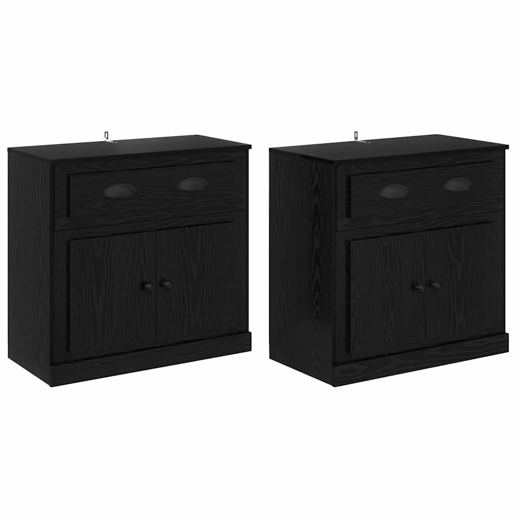 Sideboards 2 pcs Black Oak 70 x 35.5 x 67.5 cm Engineered Wood
