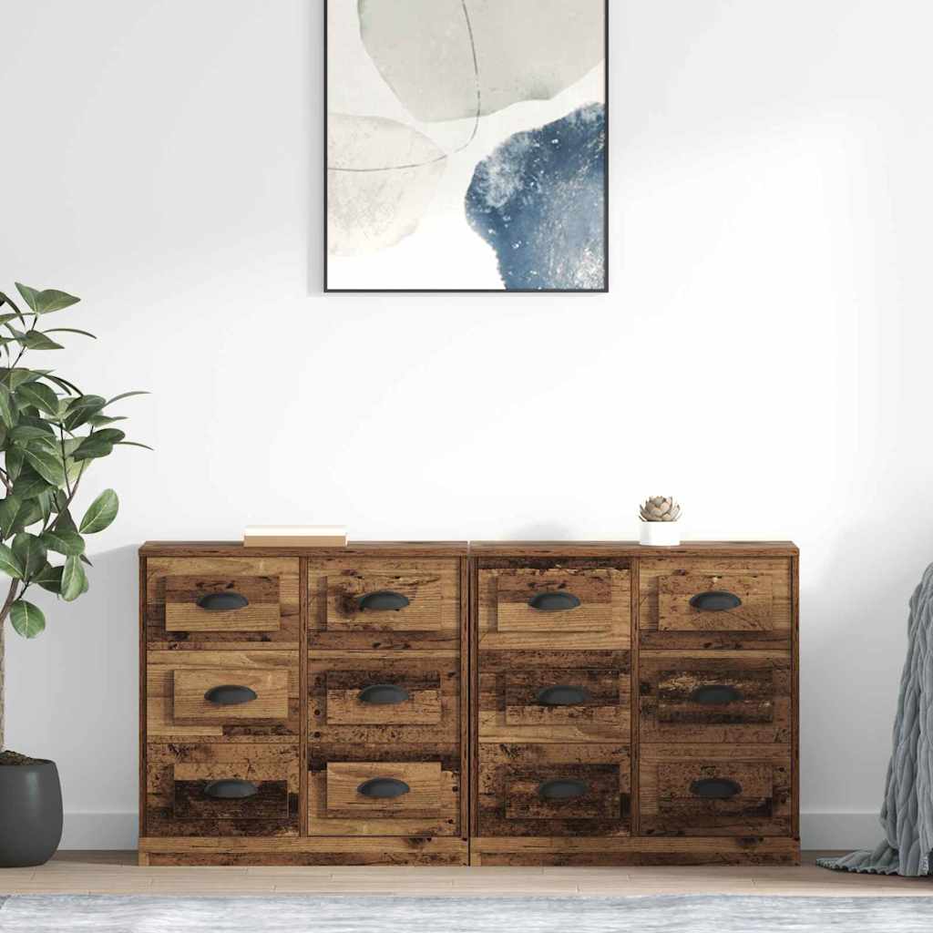 Sideboards 2 pcs Old Wood 70 x 35.5 x 67.5 cm Engineered Wood