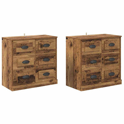 Sideboards 2 pcs Old Wood 70 x 35.5 x 67.5 cm Engineered Wood