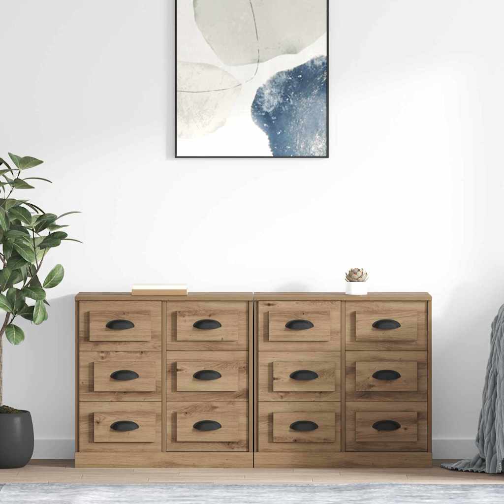 Sideboards with Drawer 2 pcs Artisan Oak 70 x 35.5 x 67.5 cm