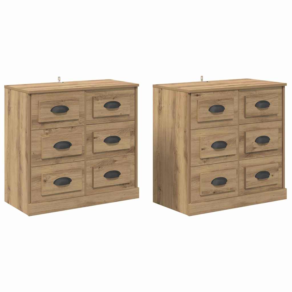 Sideboards with Drawer 2 pcs Artisan Oak 70 x 35.5 x 67.5 cm