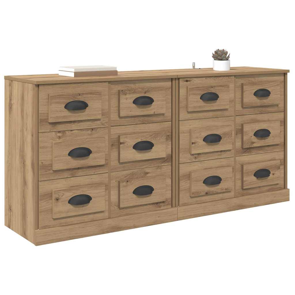 Sideboards with Drawer 2 pcs Artisan Oak 70 x 35.5 x 67.5 cm