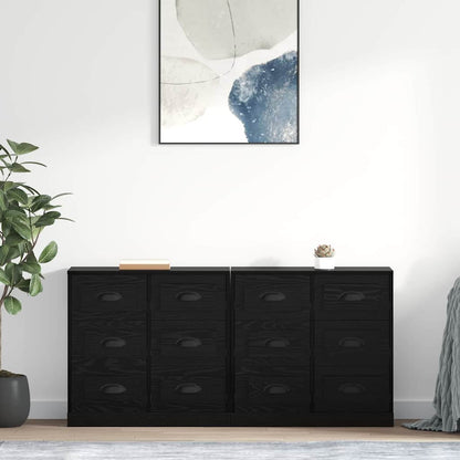 Sideboards 2 pcs Black Oak 70 x 35.5 x 67.5 cm Engineered Wood