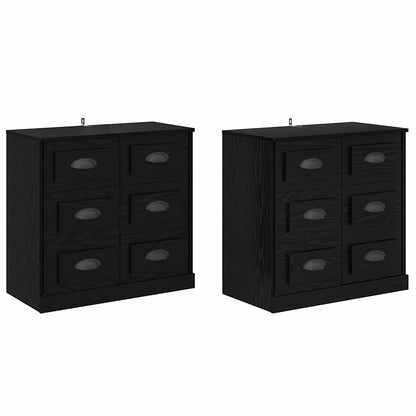 Sideboards 2 pcs Black Oak 70 x 35.5 x 67.5 cm Engineered Wood