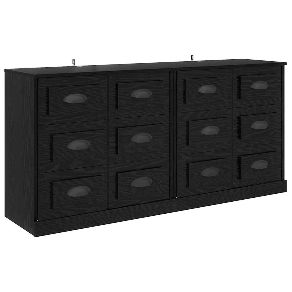 Sideboards 2 pcs Black Oak 70 x 35.5 x 67.5 cm Engineered Wood