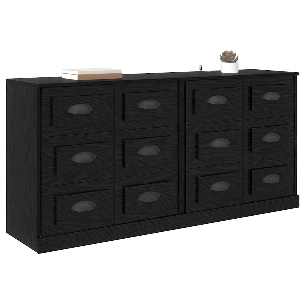 Sideboards 2 pcs Black Oak 70 x 35.5 x 67.5 cm Engineered Wood