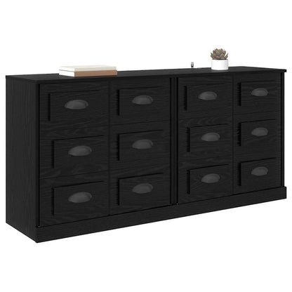 Sideboards 2 pcs Black Oak 70 x 35.5 x 67.5 cm Engineered Wood