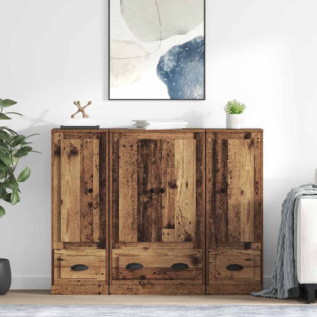 Highboard with Drawer 3 pcs Old Wood Engineered Wood