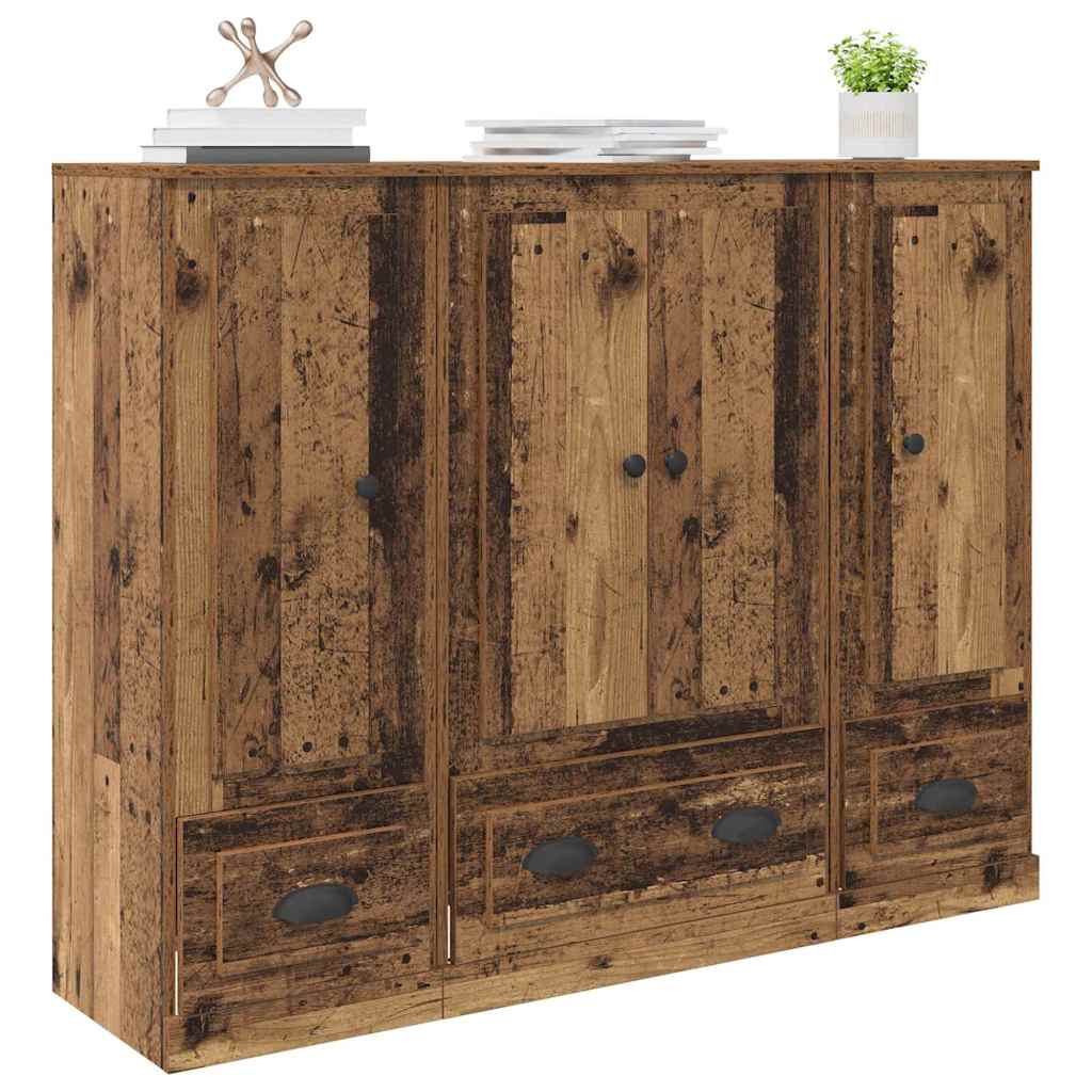 Highboard with Drawer 3 pcs Old Wood Engineered Wood