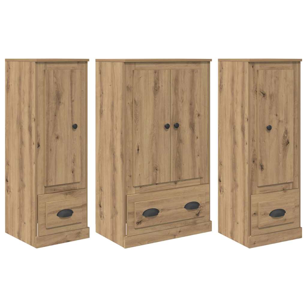 Highboard with Drawer 3 pcs Artisan Oak Engineered Wood