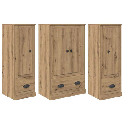 Highboard with Drawer 3 pcs Artisan Oak Engineered Wood
