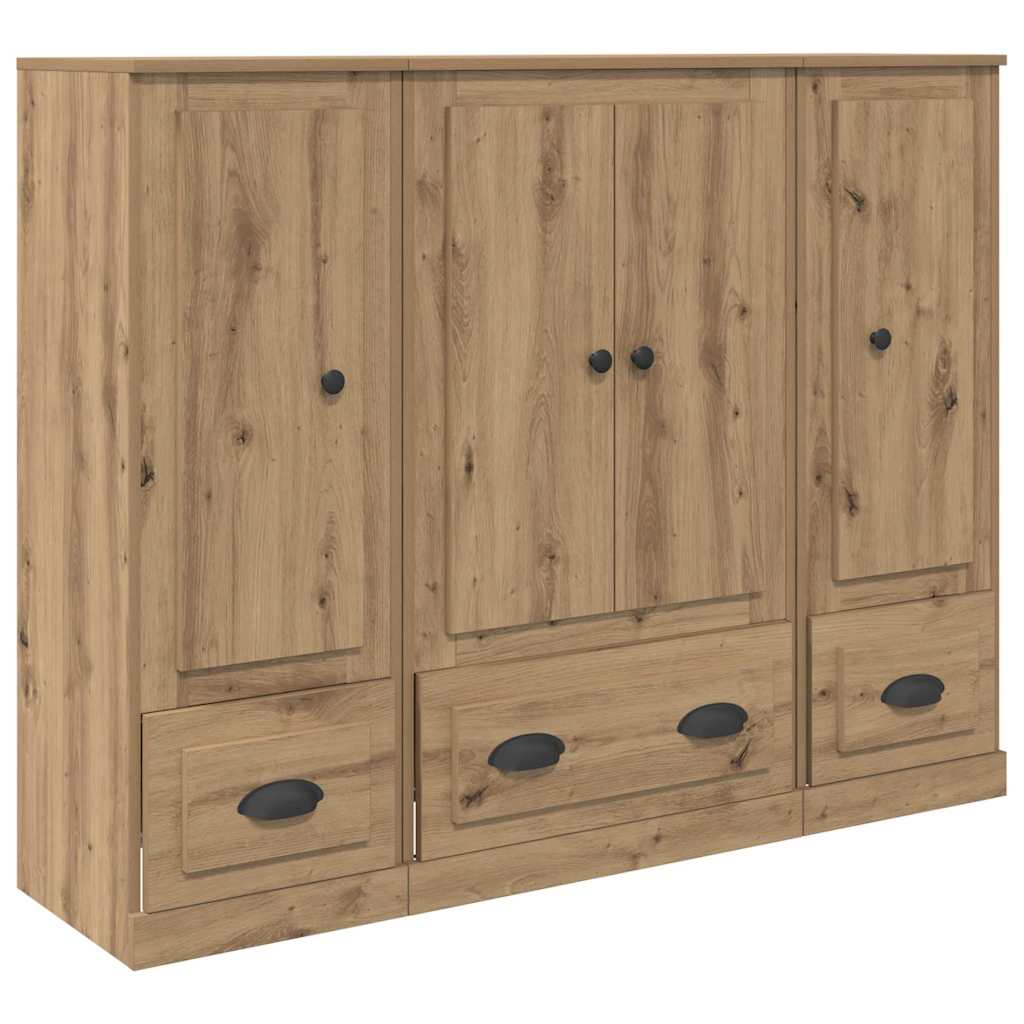 Highboard with Drawer 3 pcs Artisan Oak Engineered Wood