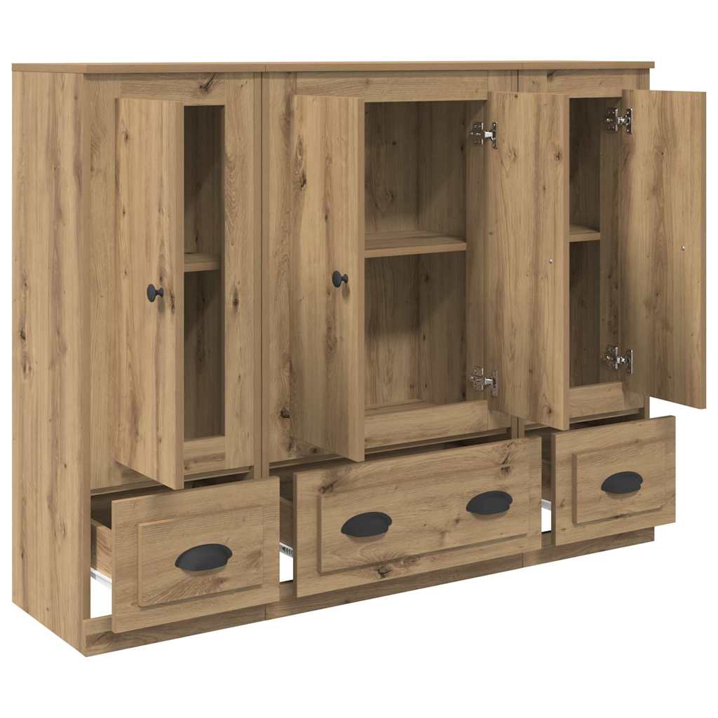 Highboard with Drawer 3 pcs Artisan Oak Engineered Wood