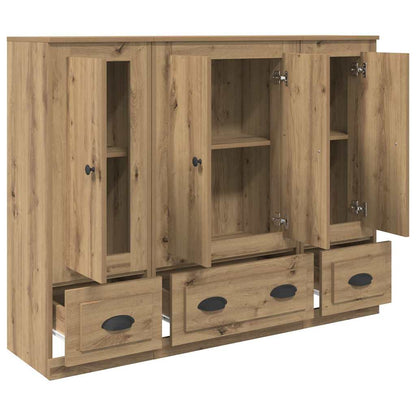 Highboard with Drawer 3 pcs Artisan Oak Engineered Wood