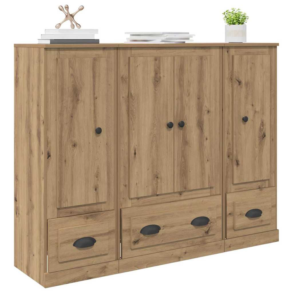 Highboard with Drawer 3 pcs Artisan Oak Engineered Wood