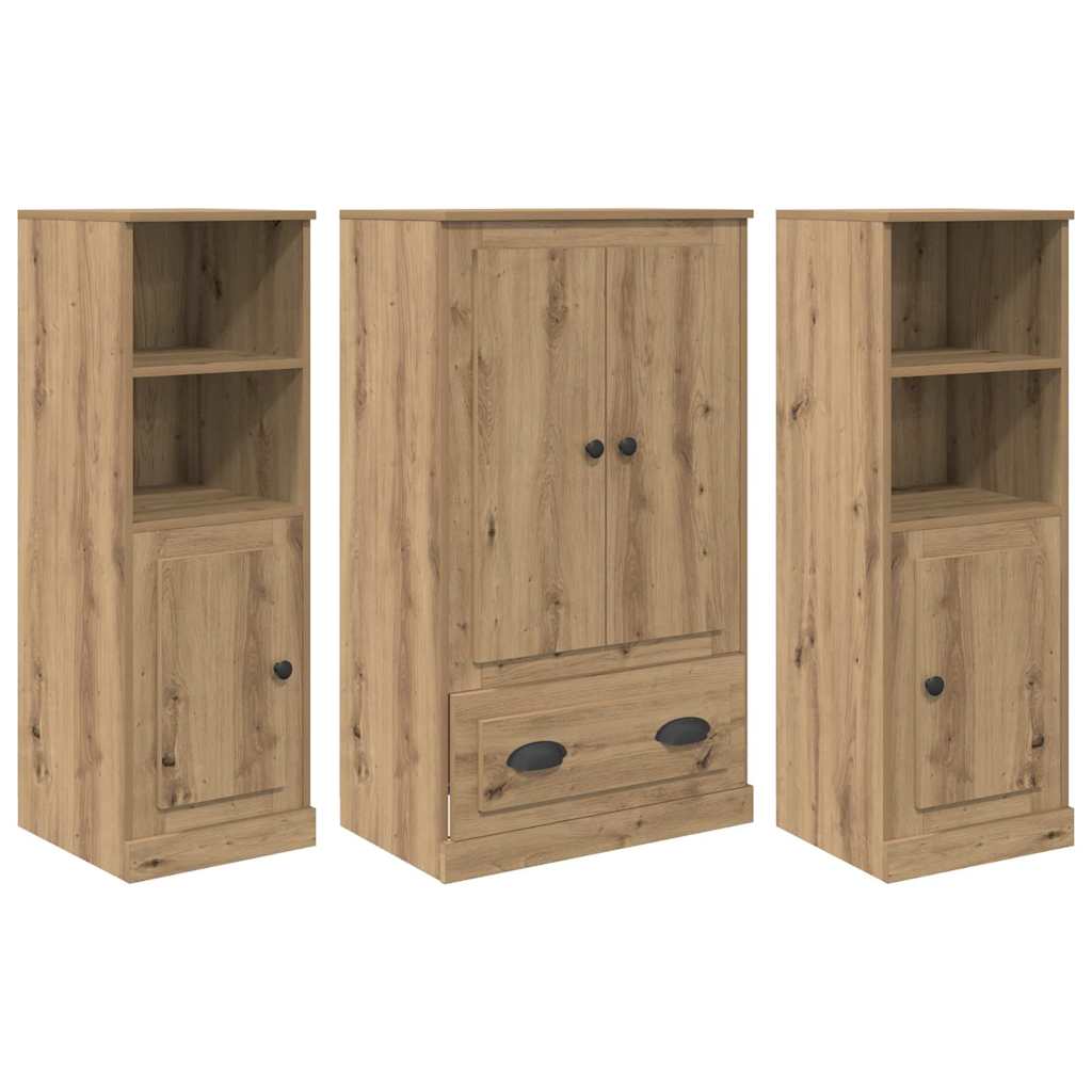 Highboard with Drawer 3 pcs Artisan Oak Engineered Wood