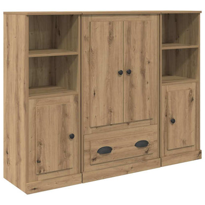 Highboard with Drawer 3 pcs Artisan Oak Engineered Wood