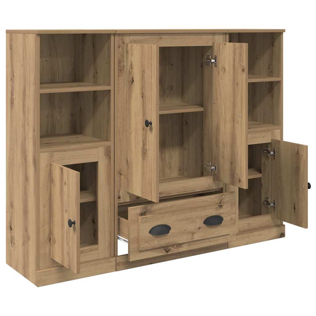 Highboard with Drawer 3 pcs Artisan Oak Engineered Wood