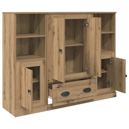 Highboard with Drawer 3 pcs Artisan Oak Engineered Wood