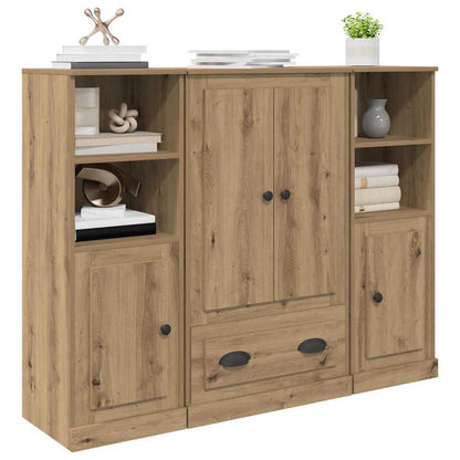 Highboard with Drawer 3 pcs Artisan Oak Engineered Wood
