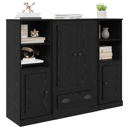 Highboard with Drawer 3 pcs Black Oak Engineered Wood
