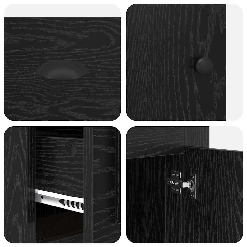 Desk with Cabinet Black Oak Engineered Wood 154.5 x 50 x 75 cm