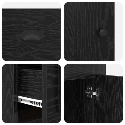 Desk with Cabinet Black Oak Engineered Wood 154.5 x 50 x 75 cm