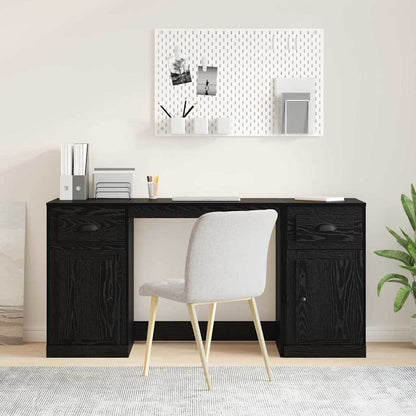Desk with Cabinet Black Oak Engineered Wood 154.5 x 50 x 75 cm
