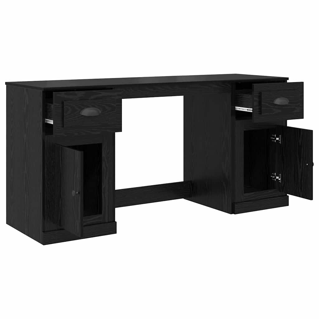 Desk with Cabinet Black Oak Engineered Wood 154.5 x 50 x 75 cm