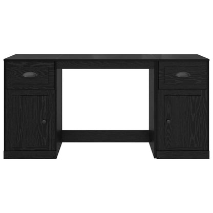 Desk with Cabinet Black Oak Engineered Wood 154.5 x 50 x 75 cm