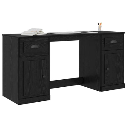 Desk with Cabinet Black Oak Engineered Wood 154.5 x 50 x 75 cm