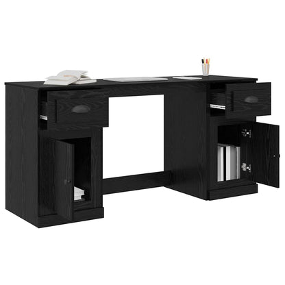 Desk with Cabinet Black Oak Engineered Wood 154.5 x 50 x 75 cm