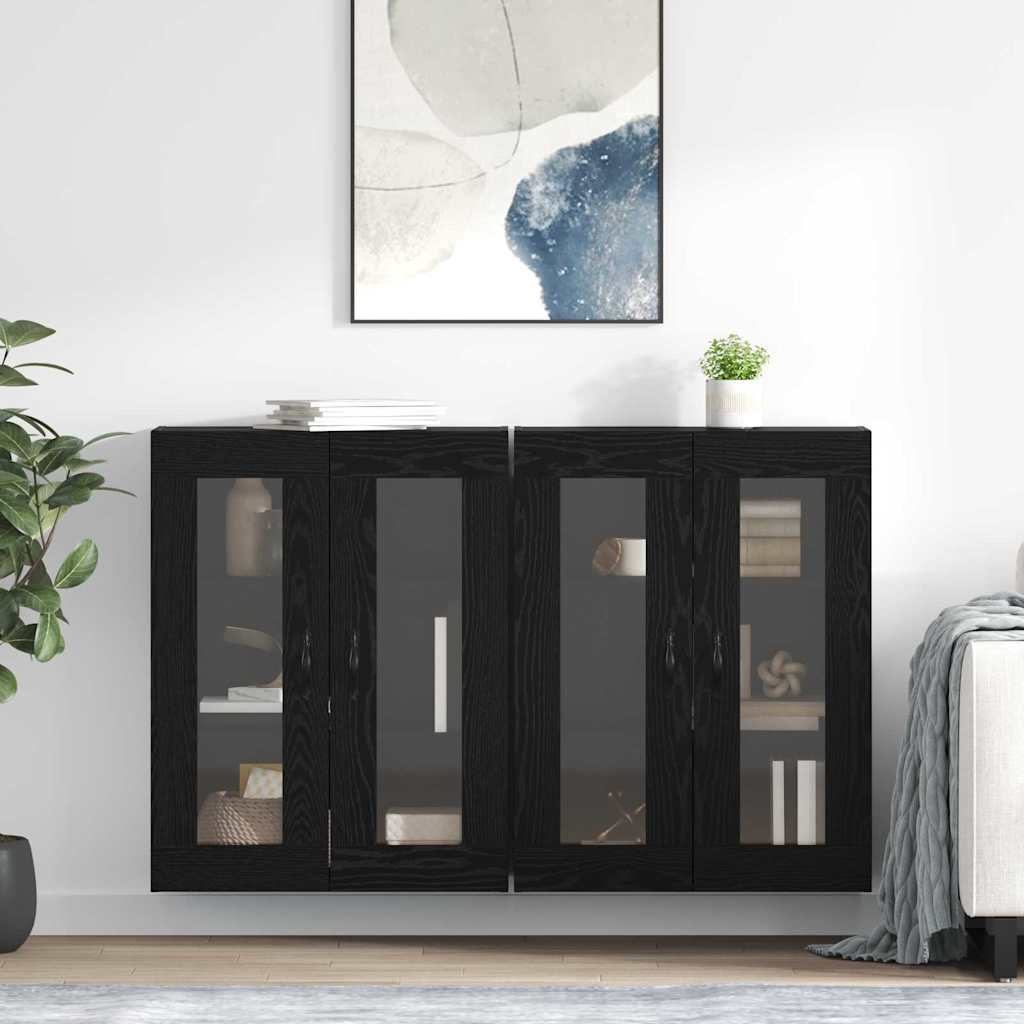 Wall Cabinets 2 pcs Black Oak 69.5 x 34 x 90 cm Engineered Wood