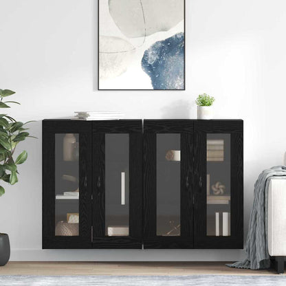 Wall Cabinets 2 pcs Black Oak 69.5 x 34 x 90 cm Engineered Wood