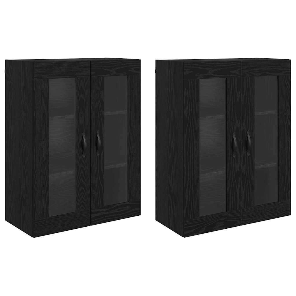 Wall Cabinets 2 pcs Black Oak 69.5 x 34 x 90 cm Engineered Wood