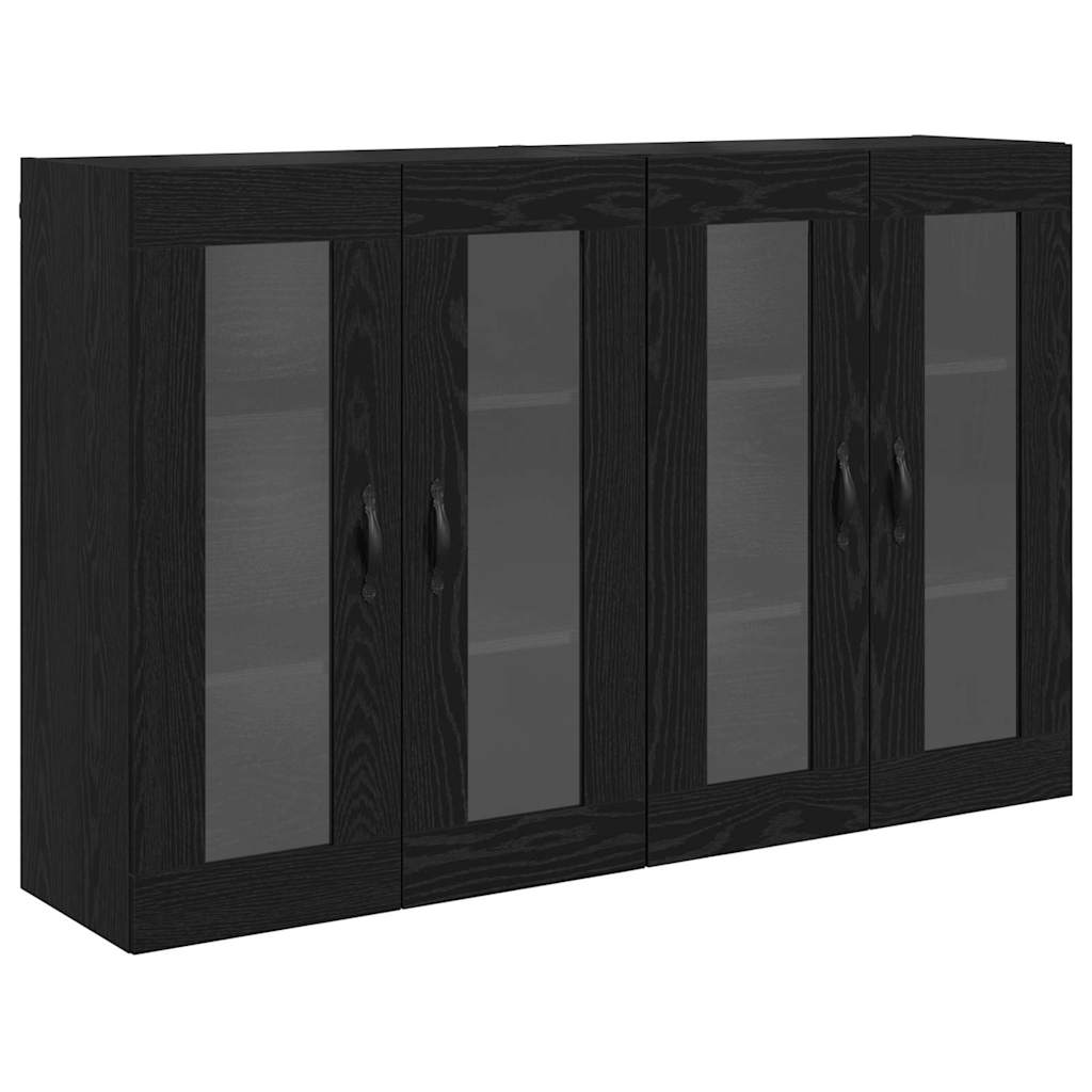 Wall Cabinets 2 pcs Black Oak 69.5 x 34 x 90 cm Engineered Wood