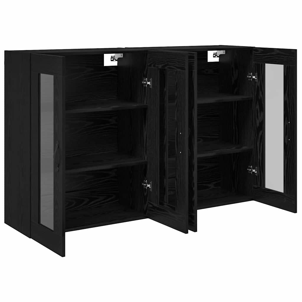 Wall Cabinets 2 pcs Black Oak 69.5 x 34 x 90 cm Engineered Wood