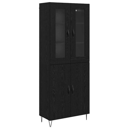 Highboard White and Black Oak 69.5 x 34 x 180 cm