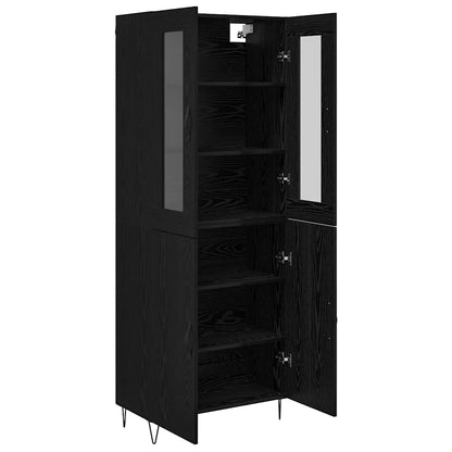 Highboard White and Black Oak 69.5 x 34 x 180 cm