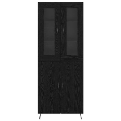 Highboard White and Black Oak 69.5 x 34 x 180 cm