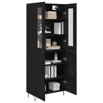 Highboard White and Black Oak 69.5 x 34 x 180 cm