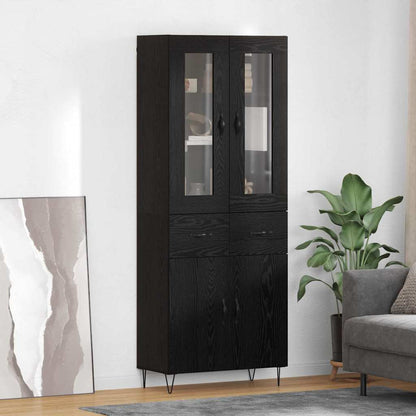 Highboard Black Oak 69.5 x 34 x 90 cm Engineered Wood