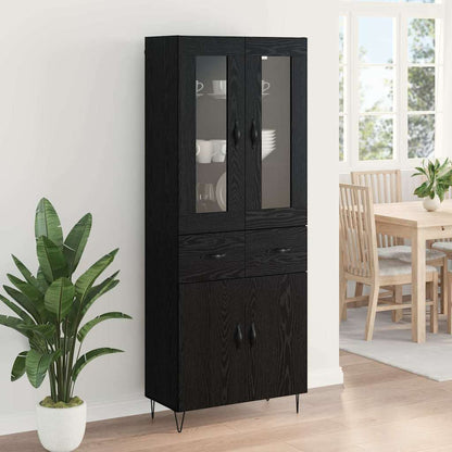 Highboard Black Oak 69.5 x 34 x 90 cm Engineered Wood
