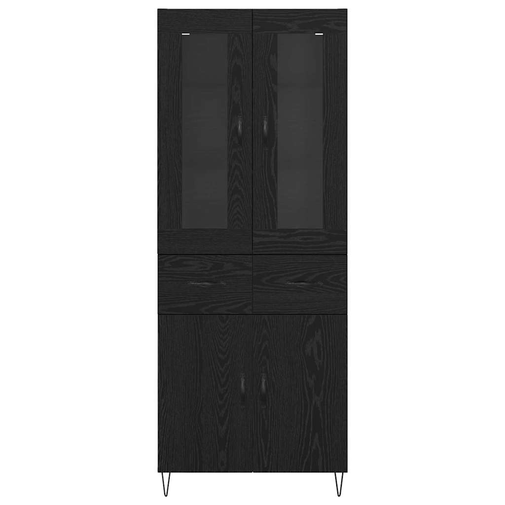 Highboard Black Oak 69.5 x 34 x 90 cm Engineered Wood