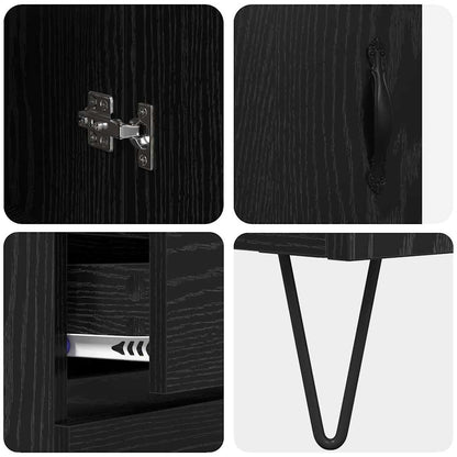 Highboard Black Oak 69.5 x 34 x 90 cm Engineered Wood