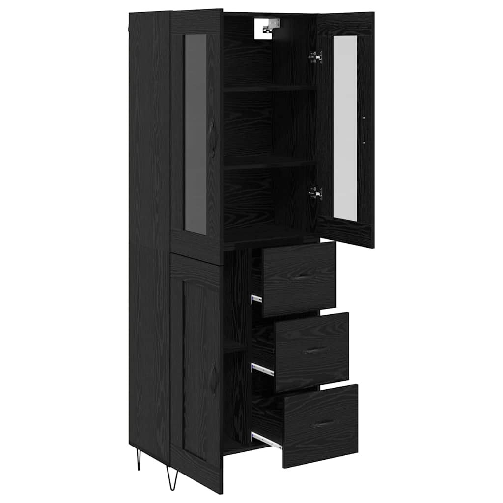 Highboard Black Oak 69.5 x 34 x 90 cm Engineered Wood